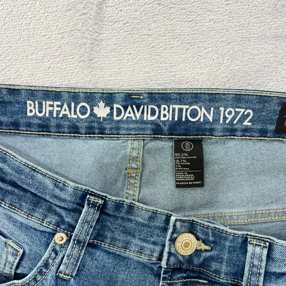 Buffalo David Bitton Slim‎ Stretch Jeans Ash-X Denim Blue Mens W36 L32 Casual